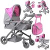 Multifunkční kočárek pro panenky 4v1 růžový07