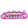Rózsaszín gyermek elektronikus orgona zongora mikrofon, szék és USB portok