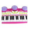 Rózsaszín gyermek elektronikus orgona zongora mikrofon, szék és USB portok