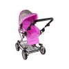 Rózsaszín babakocsi 2 az 1-ben táskával és hordozóval, csillagokkal