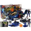 Rendőrségi helikopter készlet, elektromos játékautó, polc, csónak lebegő hanggal és fegyverrel