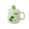 Dinoszaurusz zöld kerámia bögre fedővel és kanállal 350ml
