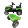 Pedálos traktor pótkocsival, hatalmas nagy traktor gyerekeknek, lovagló, 143 cm, zöld