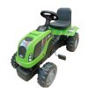Pedálos traktor pótkocsival, hatalmas nagy traktor gyerekeknek, lovagló, 143 cm, zöld