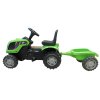 Pedálos traktor pótkocsival, hatalmas nagy traktor gyerekeknek, lovagló, 143 cm, zöld