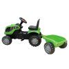 Pedálos traktor pótkocsival, hatalmas nagy traktor gyerekeknek, lovagló, 143 cm, zöld