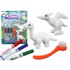 Művészeti készlet DIY Dinoszaurusz figurák 2 db marker és egy ecset