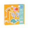 Színes kirakós játék 24 állatból: oroszlán, tehén, pillangó, róka