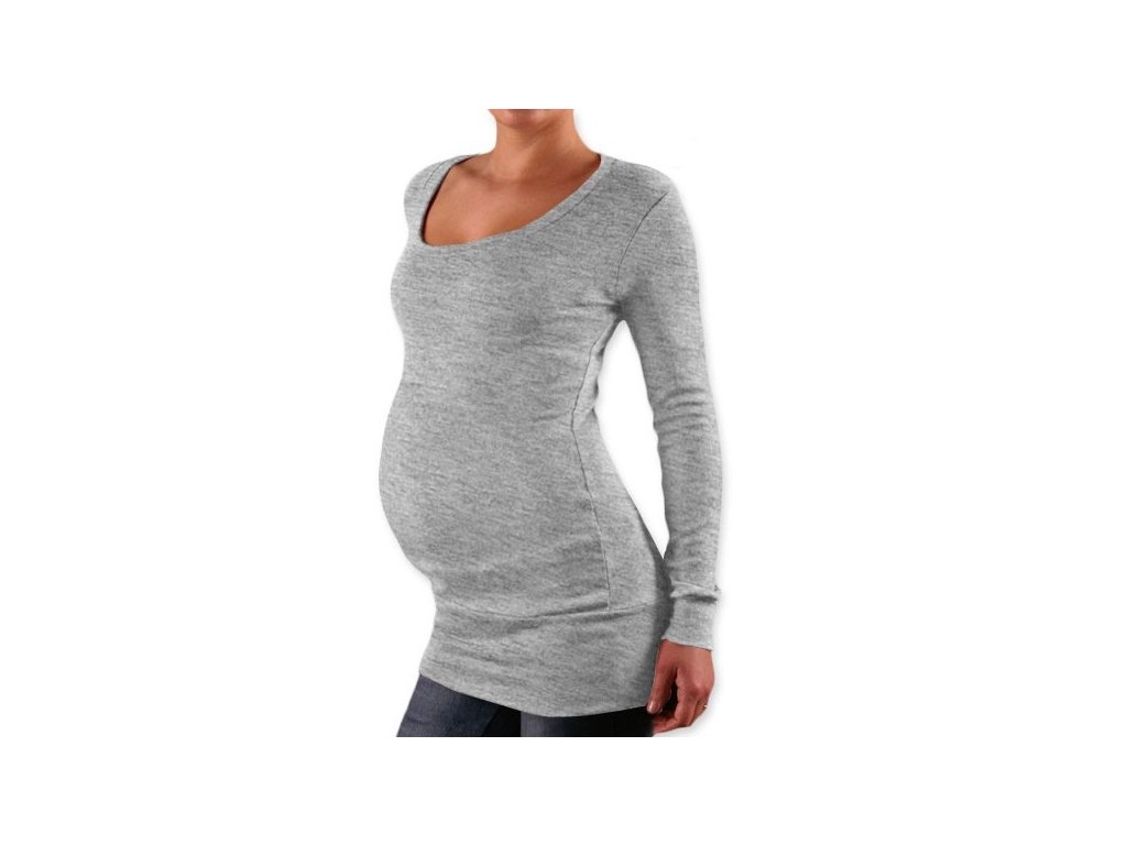 Těhotenské tričko/tunika - Jane šedý melír