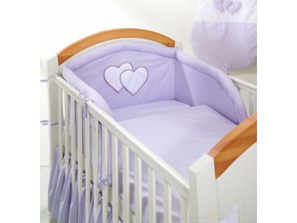 Povlečení s mantinelem - Srdíčka lila, 120x90 cm