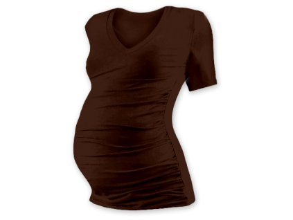 Těhotenské tričko s krátkým rukávem - Vanda hnědá, vel. S/M a L/XL