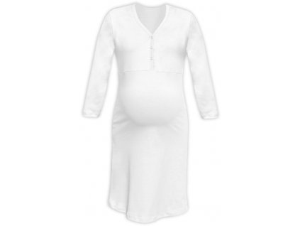 Těhotenská/kojící noční košile se 3/4 rukávem - Cecilie bílá