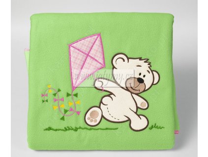 Deka - Méďa s dráčkem zelená s růžovou