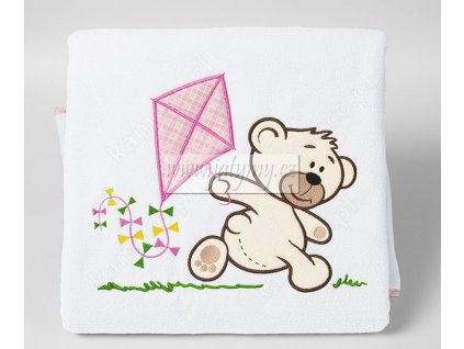 Deka - Méďa s dráčkem ecru s růžovou