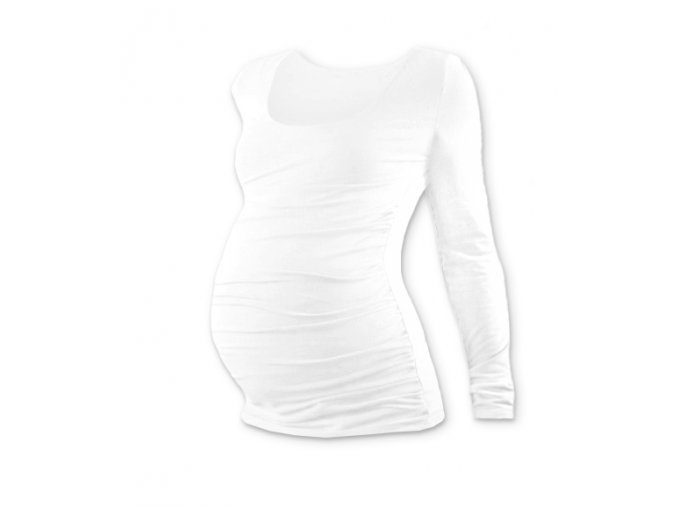 Těhotenské tričko s dlouhým rukávem - Lili bílá