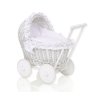 Kočárek pro panenku nízký bílý - Aurora bílá s výšivkou