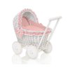 Kočárek pro panenku nízký bílý - Chiara špinavě růžová