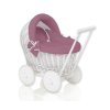 Kočárek pro panenku nízký bílý - Stella retro růžová