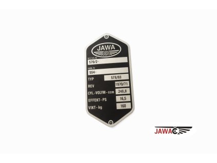 Štítek rámu JAWA 579 ŠVÉD