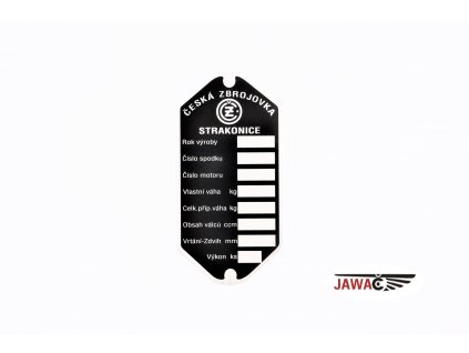 Štítek rámu ČZ 125 B T