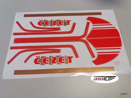 Sada nálepek ČZ 350 ČERVENÁ-HNĚDÁ