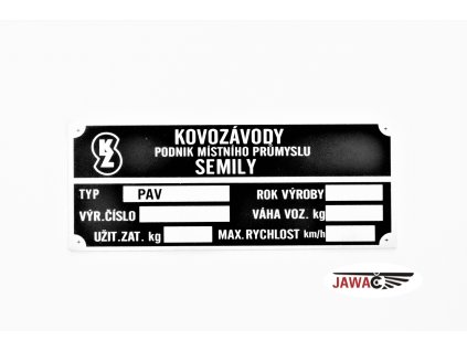 Štítek rámu PAV