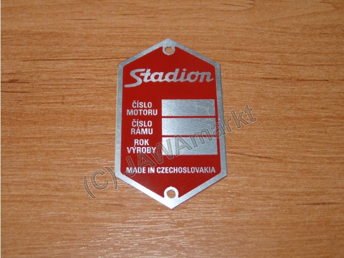 Serial number plate STADION red - graven