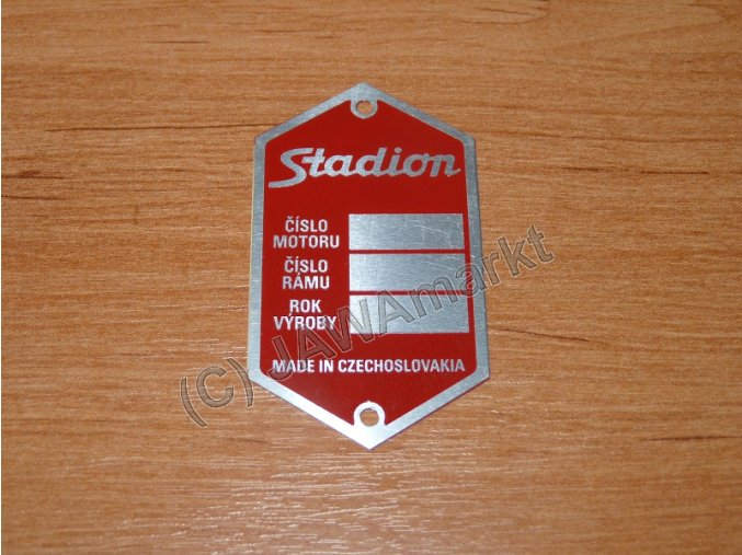 Typový štítek STADION červený - gravírovaný