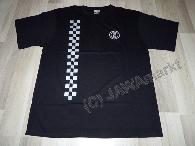 T-Shirt CZ logo, black with checkerboard - M