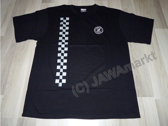 Tričko ČZ logo černé se šachovnicí - M