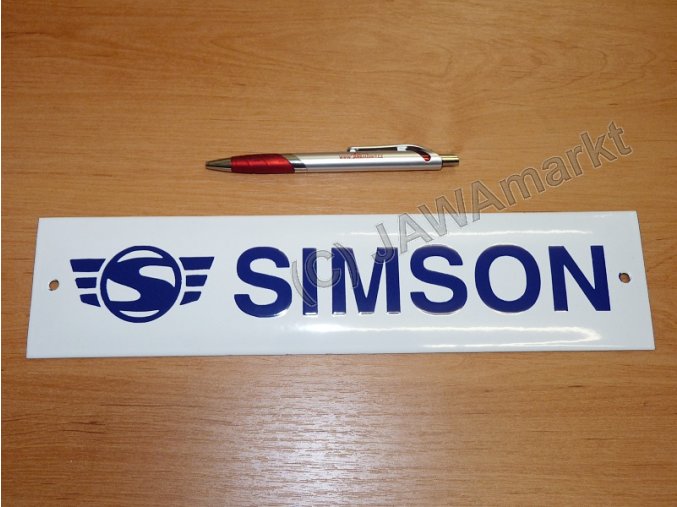 Enamel Logo Simson 34x8 cm - blue