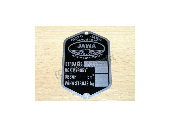 Typový štítek Jawa 500 OHC 01