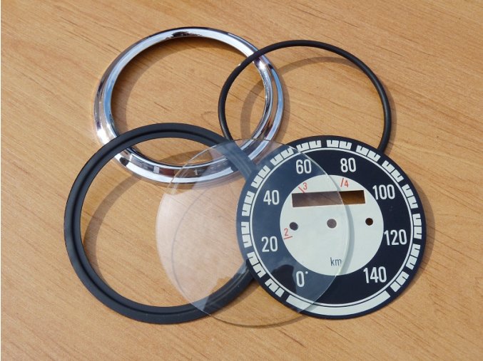 Opravná sada kývačkového tachometru 140km - černý ciferník