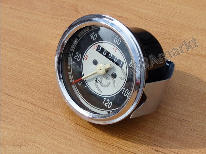 Speedometer round 125/175 - 120km, black dial - new