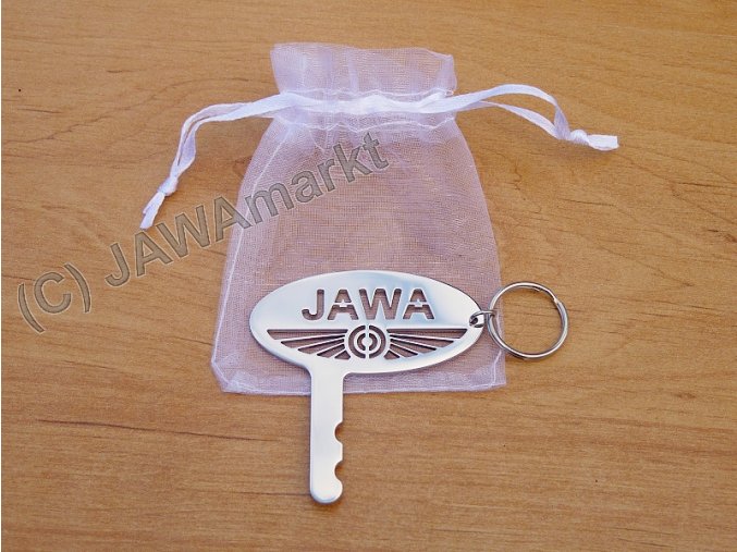 Klíček Ampermetru + přívěšek JAWA dohromady, leštěný nerez
