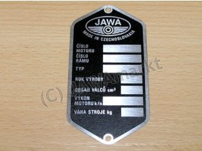 Serial number plate czech lang. - Jawa 360/559/Calif.