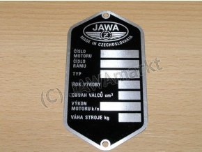 Typenschild Jawa Tschech. Sprache - Jawa 354/353/356 usw.