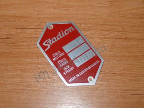 Serial number plate STADION red - printed