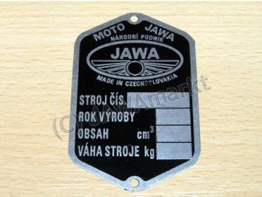 Typenschild Jawa 500 OHC 01