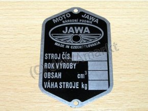 Typový štítek Jawa 500 OHC 01