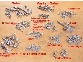 All screws Jawa 350/354 - POLISHED STAINLESS STEEL