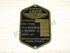 Typový štítek Jawa 350 SV/OHV