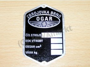 Typový štítek Ogar - v češtině