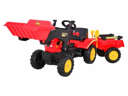 Šlapací detský traktor Go-kart s vlečkou červený