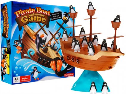 Pirátská loď s balancujícími tučňáky