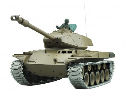 RC tank Walker Bulldog M41 1:16 - airsoft, dym, zvuk, kov. pásy, kov. prevodovka, QC, drevená bedňa