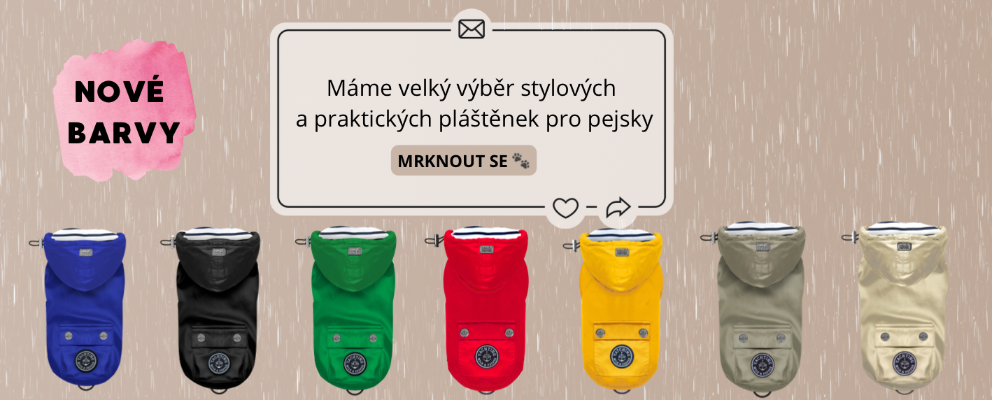 Pláštěnky pro psy. Stylové a praktické pláštěnky pro pejsky do deště.