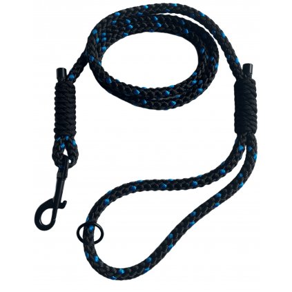 Černo-modré vodítko pro psy, lanové vodítko, dlouhé vodítko 1.3 - 2m, vodítko pro malé, střední a velké psy, vodítko z horolezeckého lana