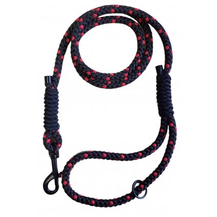 černé, červené vodítko pro psy, lanové vodítko, dlouhé vodítko 1.3 - 2m, vodítko pro malé, střední a velké psy, vodítko z horolezeckého lana