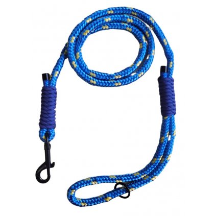 modro-zlute-bile-klasicke-voditko-pro-psy-vodítko pro psy, lanové vodítko, dlouhé vodítko 1.3 - 2m, vodítko pro malé, střední a velké psy, vodítko z horolezeckého lana